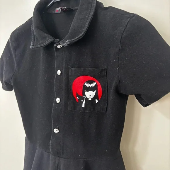 Dolls Kill x Emily the strange Killing time embroidered mini dress M - Picture 7 of 12